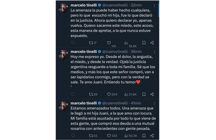Marcelo Tinelli sobre las amenazas a su familia