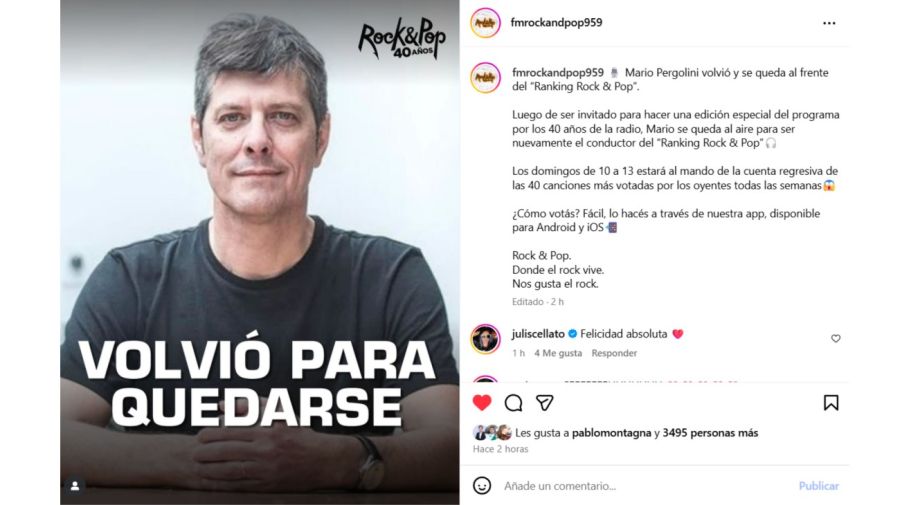 Mario Pergolini se queda en Rock & Pop