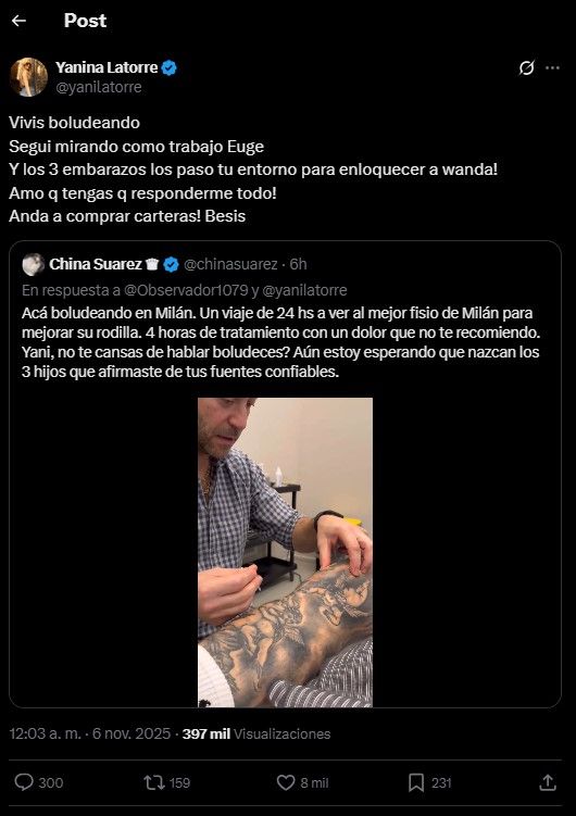 Poteos de La China Suárez y Yanina Latorre