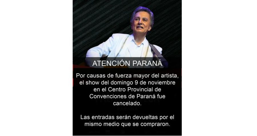 Palito Ortega suspendió su show en Paraná