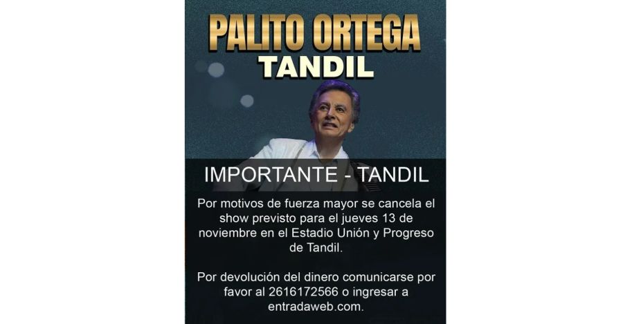 Palito Ortega suspendió su show en Tandil