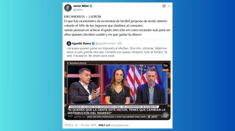 Javier Miley accuses Emmanuel Alvarez Agís of being a thief