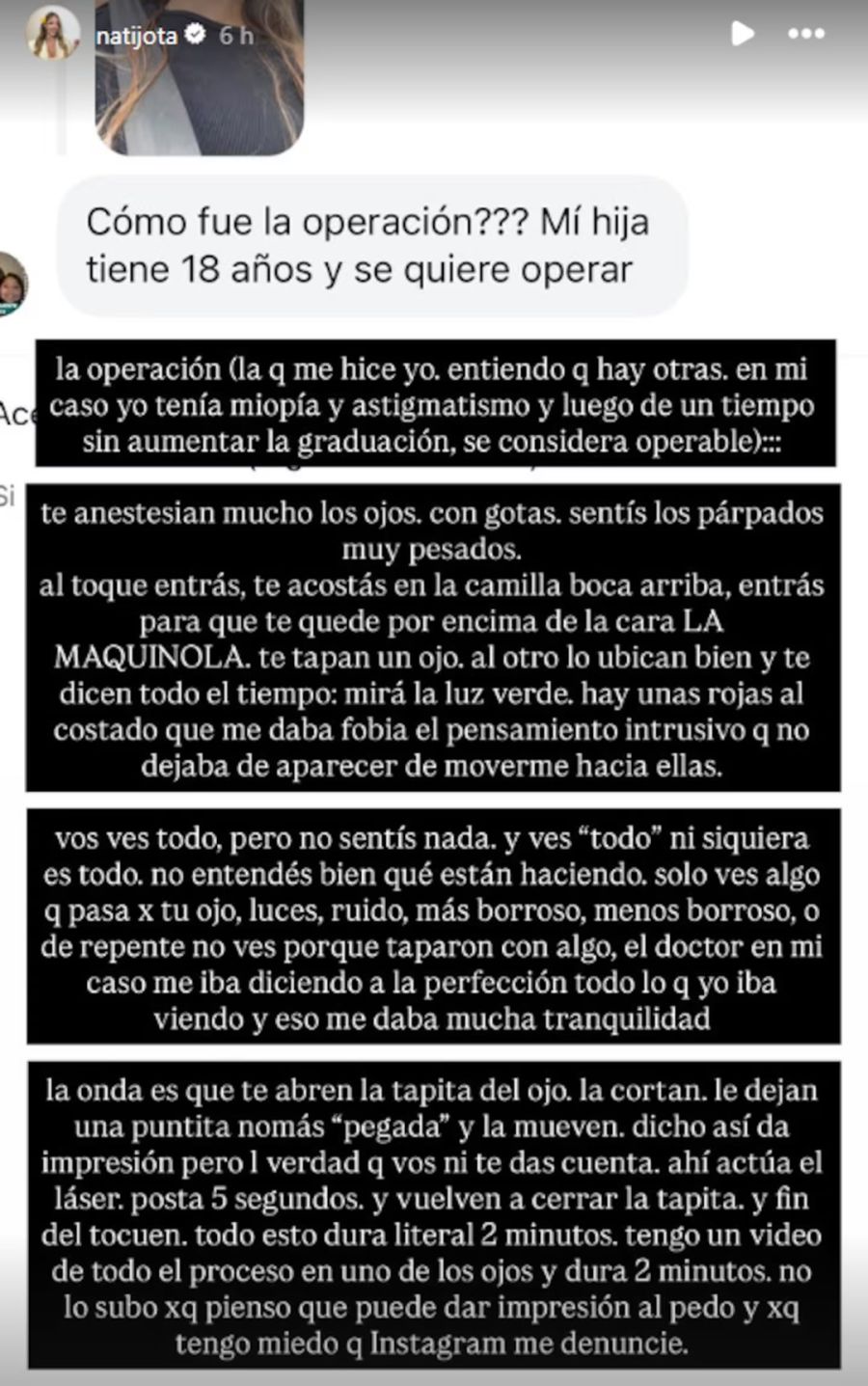Nati Jota se sometió a una operación y detalló cómo fue el procedimiento 2