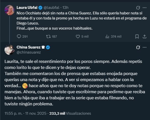 Laura Ubfal y La China Suárez se cruzaron en redes