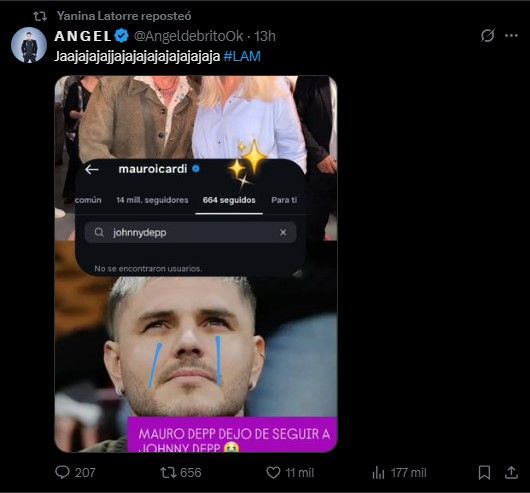 Posteos sobre Johnny Depp, Wanda Nara y Mauro Icardi