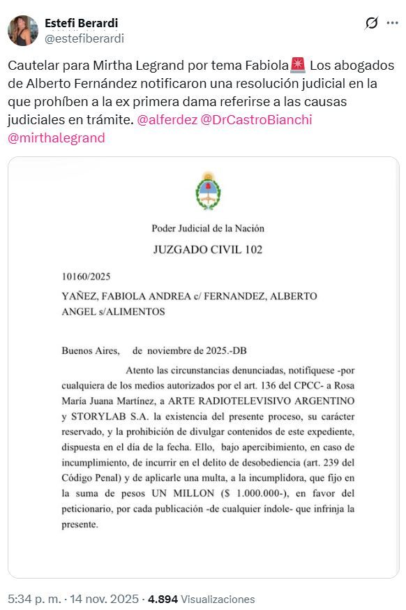 Cautelar para Mirtha Legrand