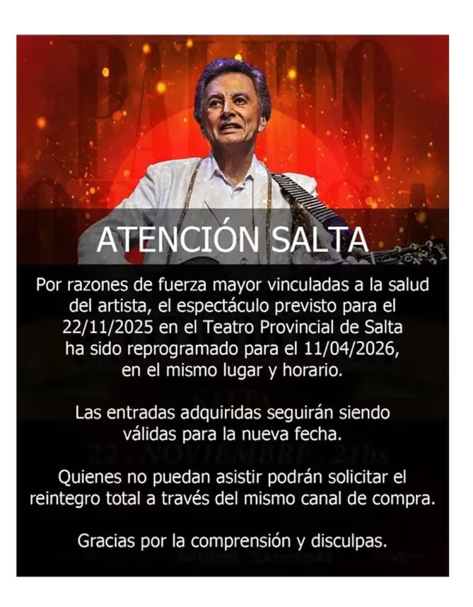 Palito Ortega canceló sus shows