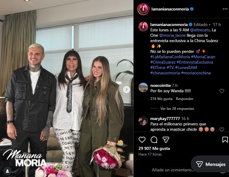 Las imágenes inéditas de la entrevista de La China Suárez con Moria Casán en La Mañana con Moria