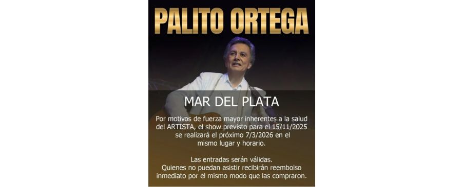Palito Ortega reprogramó su show en Mar del Plata