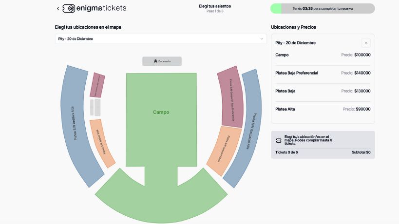 Ubicaciones en el Kempes