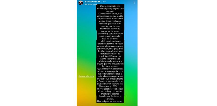 Marcelo Tinelli sobre su regreso a Carnaval Stream