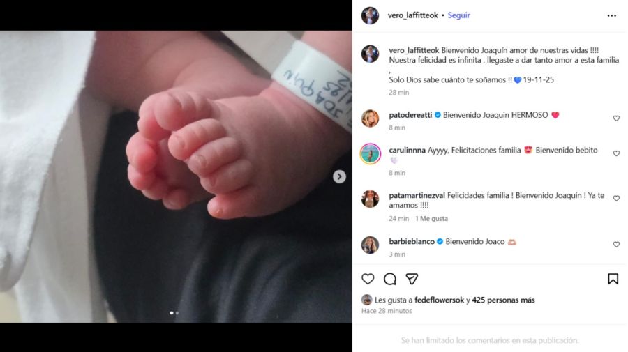 Nació Joaquín, el hijo de Fernando Gago y Verónica Laffitte