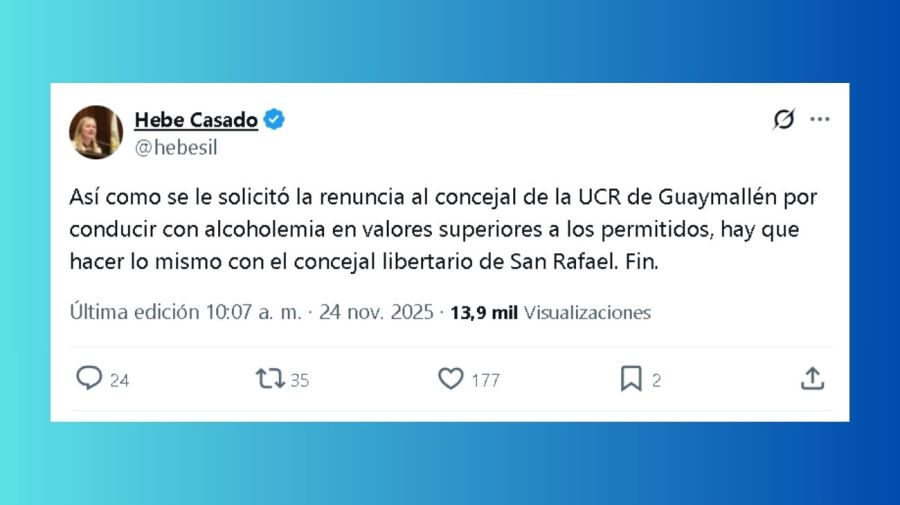 La vicegobernadora de Mendoza, Hebe Casado, solicitó la renuncia del concejal Martín Antolín