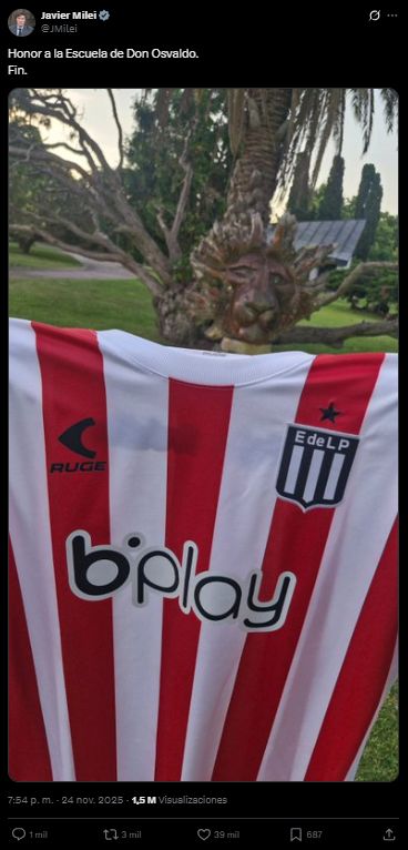 Miley showed off her Estudiantes shirt in full controversy with AFA 20251124