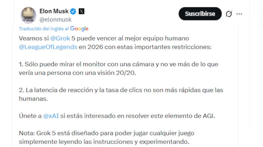 El posteo de Elon Musk en X