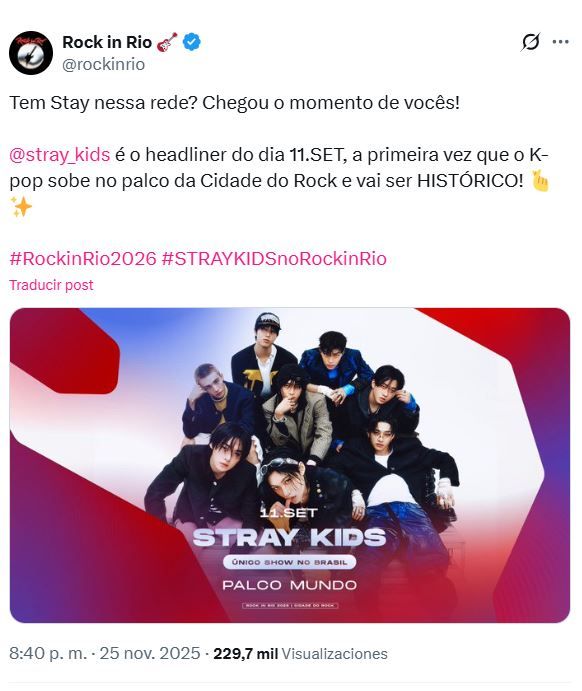 Stray Kids headliner en Rock in Rio 2026