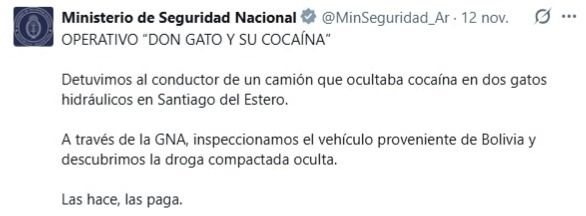 Agent Don Gato and the cocaine in his possession