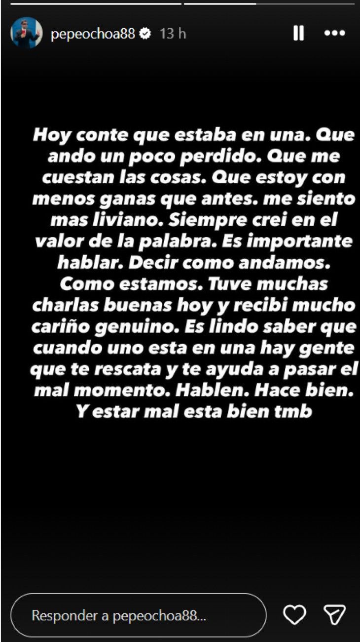 Pepe Ochoa sobre la crisis personal que atraviesa