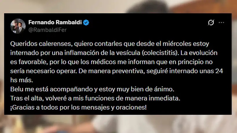 Rambaldi se comunicó por redes con los vecinos