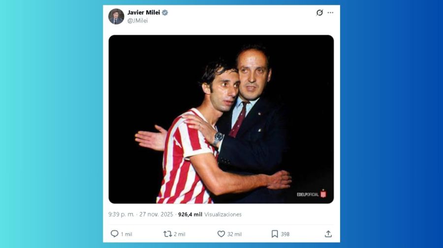 Tweet by Javier Miley in support of Estudiantes de la Plata and against Chique Tapia