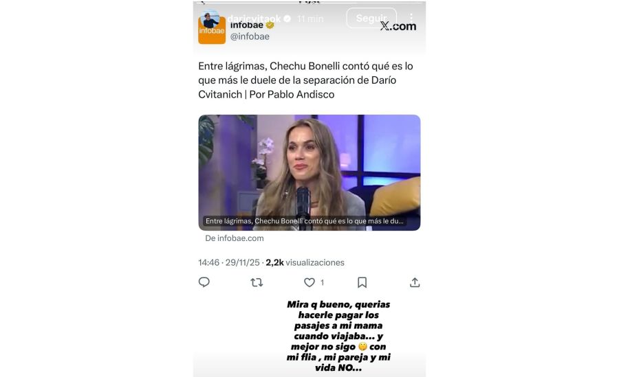 Darío Cvitanich sobre Chechu Bonelli