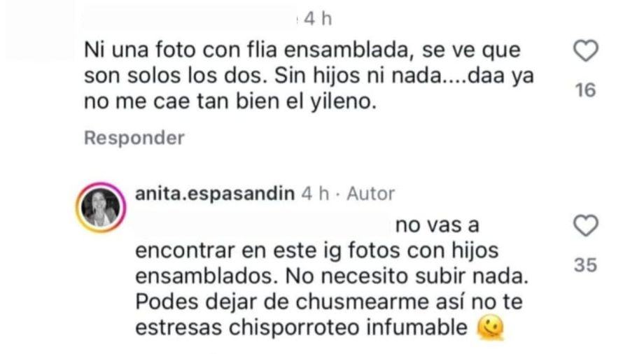 La letal reacción de Anita Espasandin contra las críticas