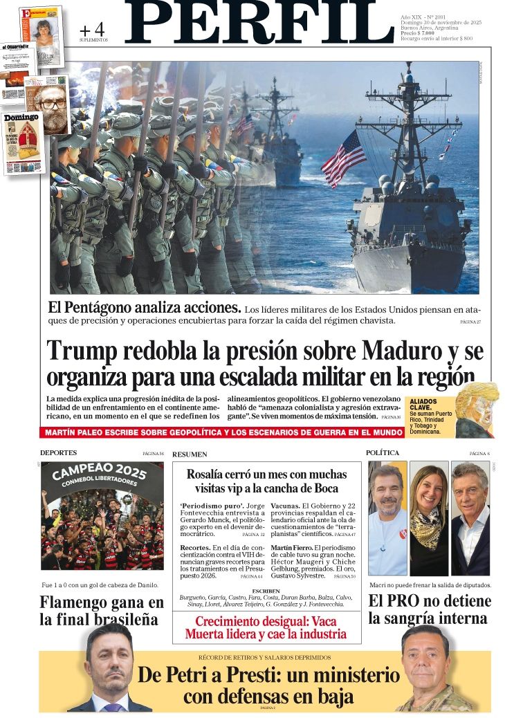 Diario PERFIL cover for Sunday, November 30, 2025