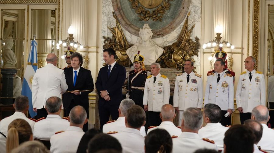 Javier Miley delivers swords