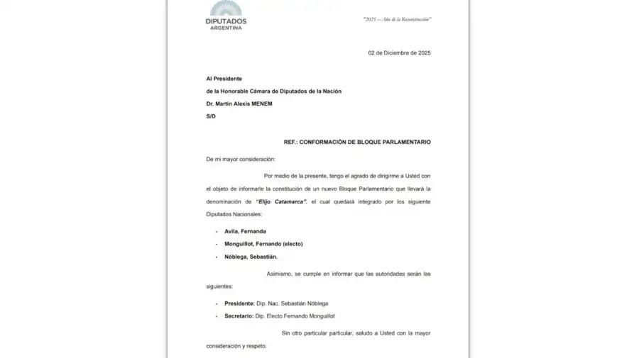 Statement: Three deputies from Catamarca have confirmed that they will leave the Union for the Fatherland bloc 0212025