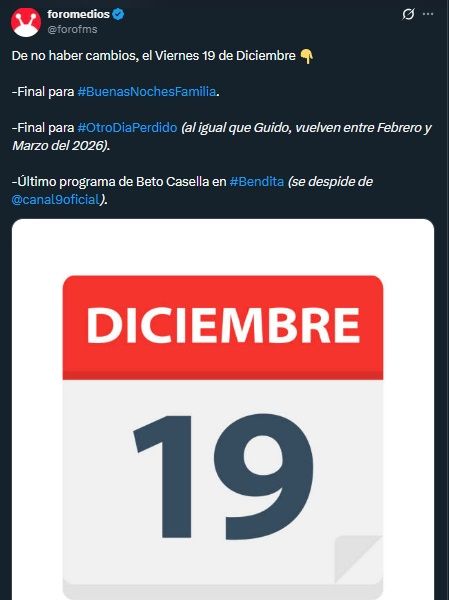 Confirmaron el final de Buenas Noches Familia y Otro Día Perdido en El Trece