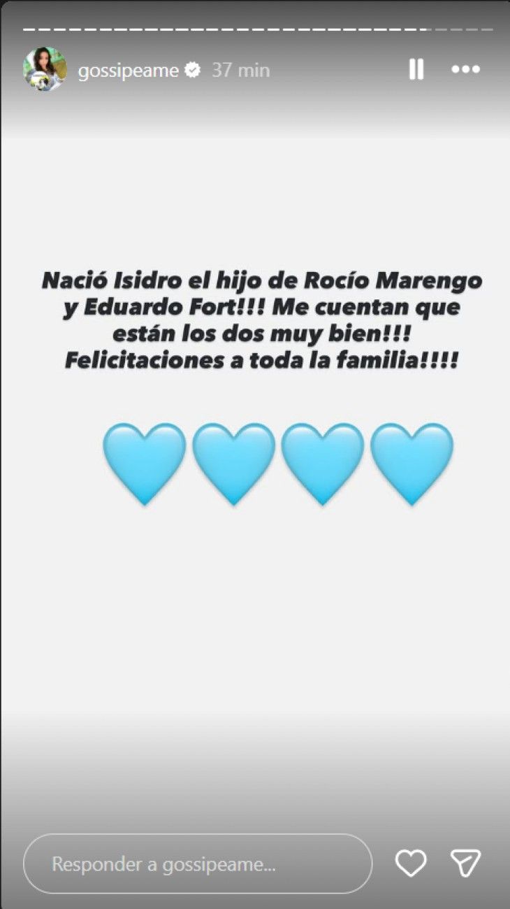 Nació Isidro, el hijo de Rocío Marengo y Eduardo Fort