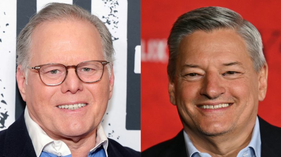 El director ejecutivo y presidente de Warner Bros. Discovery, David Zaslav y el CEO de Netflix Ted Sarandos