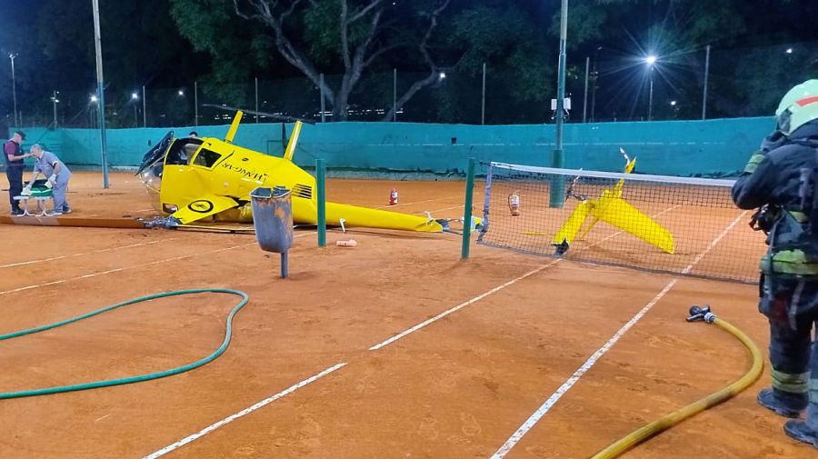 El helicóptero que cayó en el ex KDT.