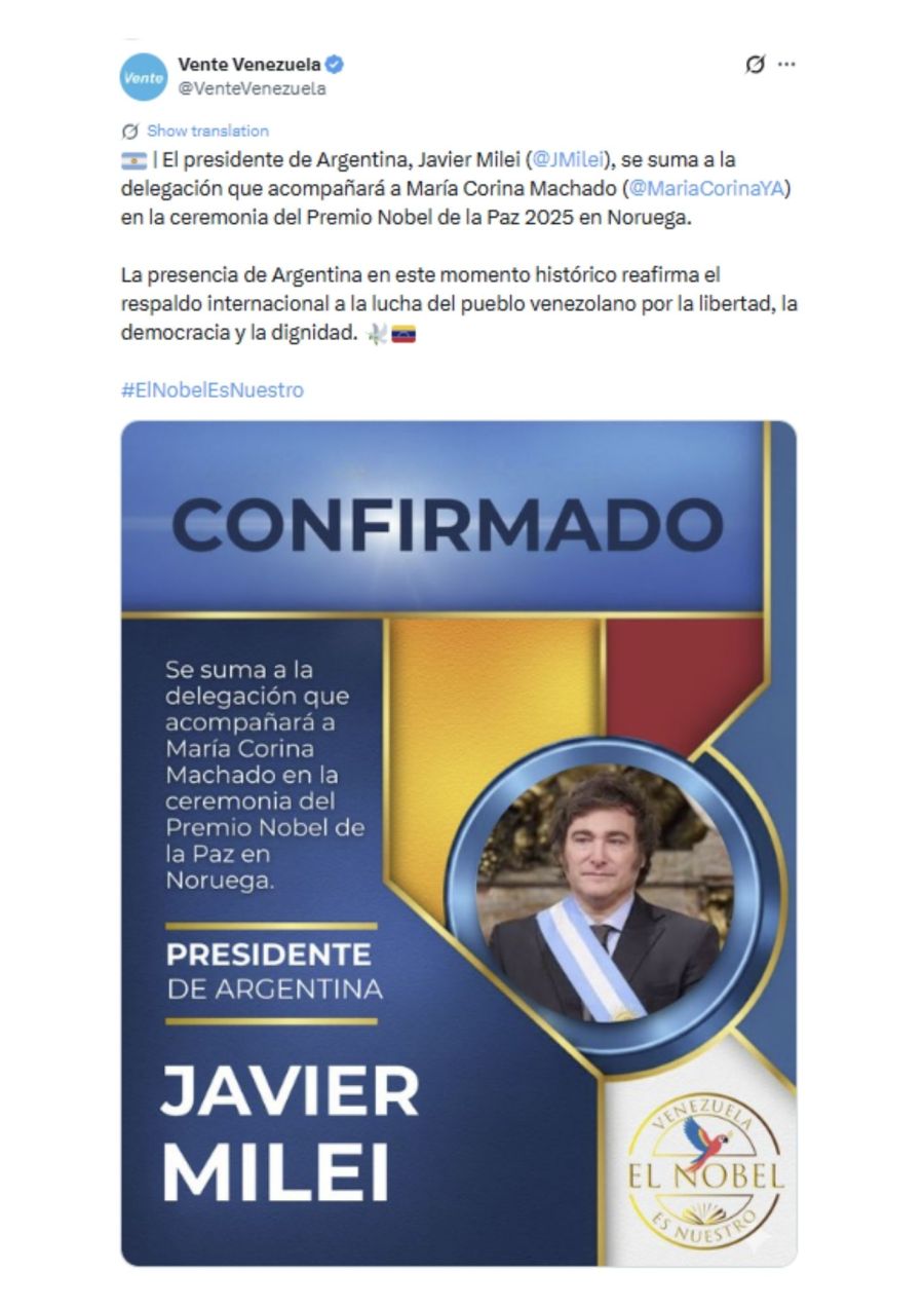 Corina Machado and Javier Milei