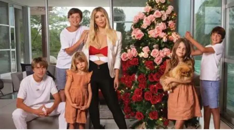 Wanda Nara en navidad junto a sus hijos