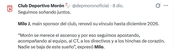 Tweet de Morón