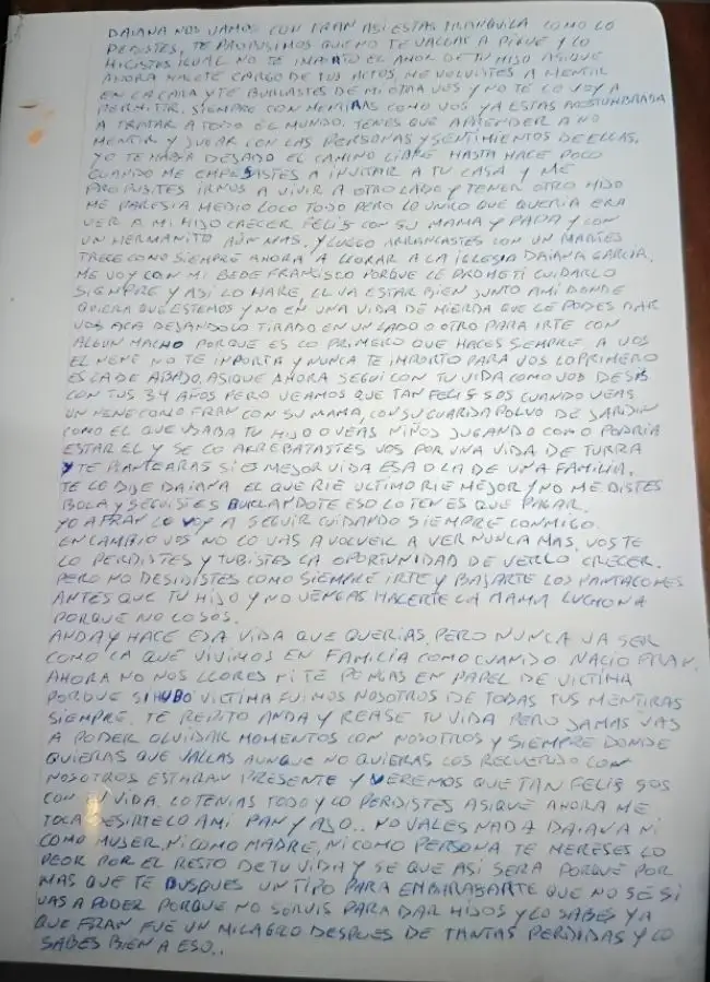 Page 1 of Gustavo Suárez's letter before he murdered his son and then committed suicide