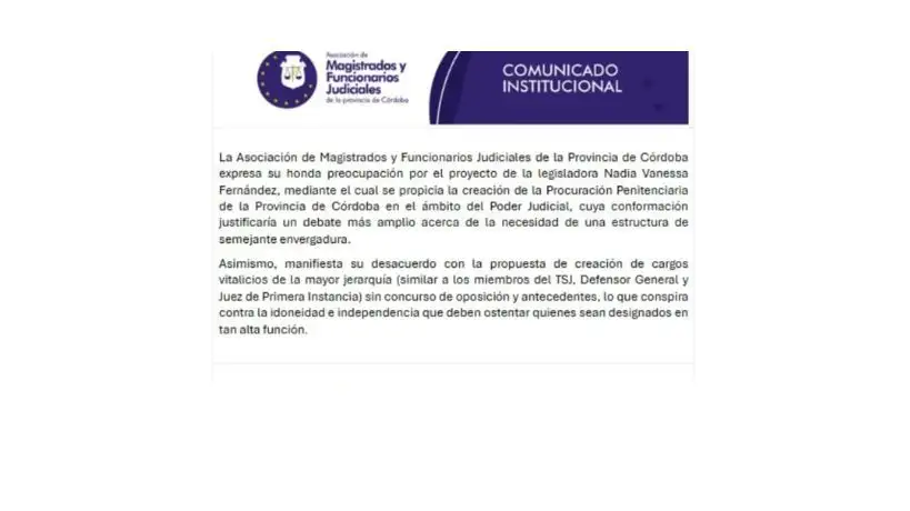 Comunicado Asociación de Magistrados de Córdoba