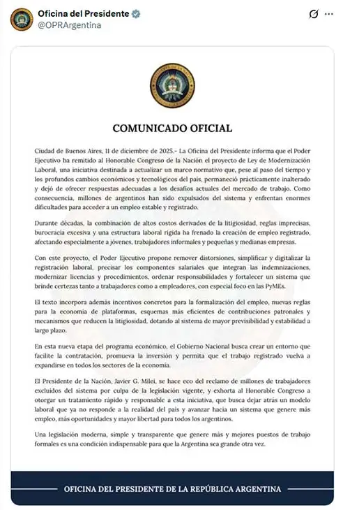 Comunicado Oficial OPRA 11122025