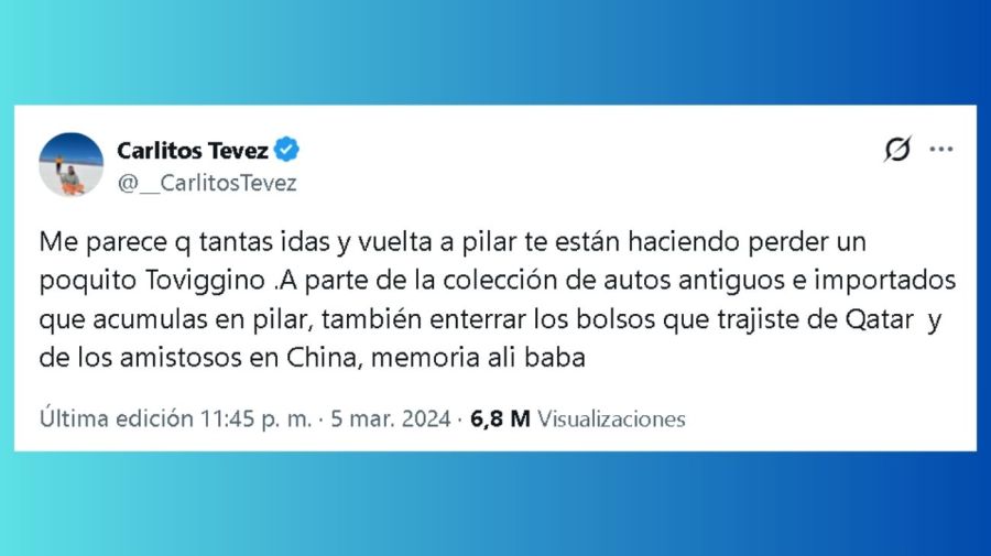 Tuit de Carlos Tevez contra Pablo Toviggino