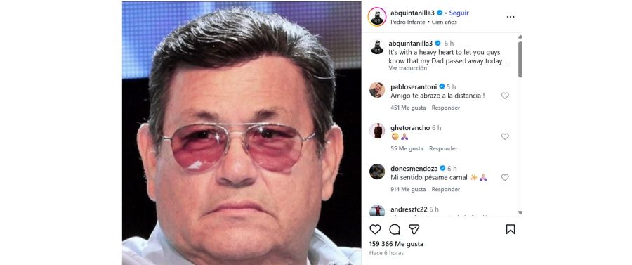 El anuncio de la muerte de Abraham Quintanilla