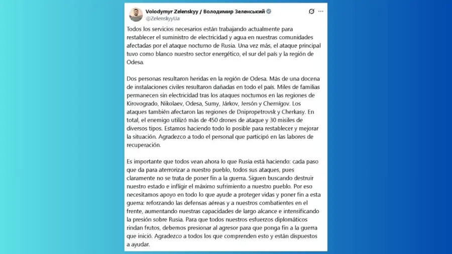 Tuit de Volodímir Zelenski