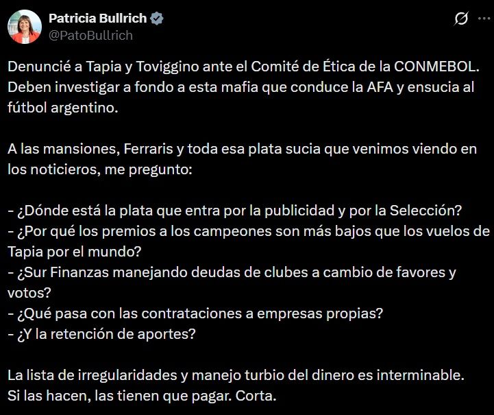 Tuit Patricia Bullrich