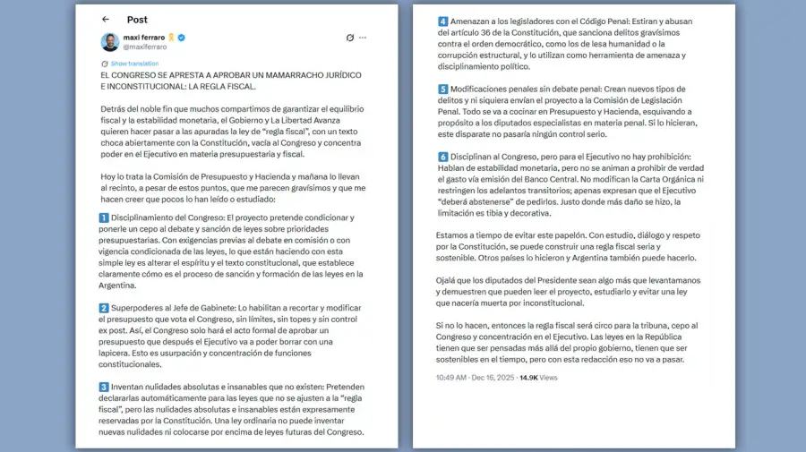 Posteo Maxi Ferraro 16122025