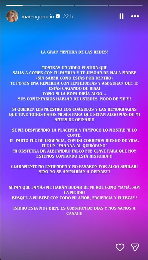 Rocío Marengo habló de la salud de su hijo