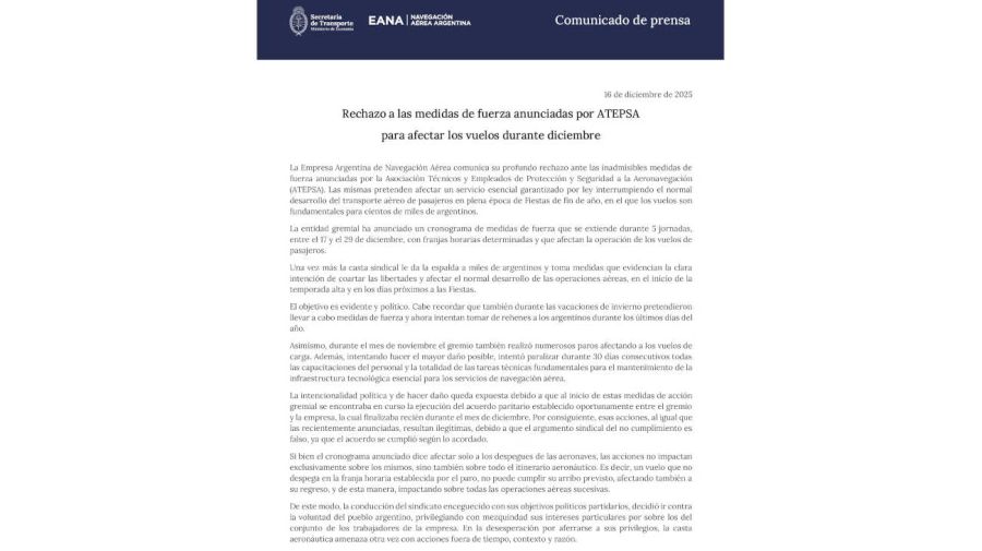Comunicado de la Secretaría de Transporte 20251217