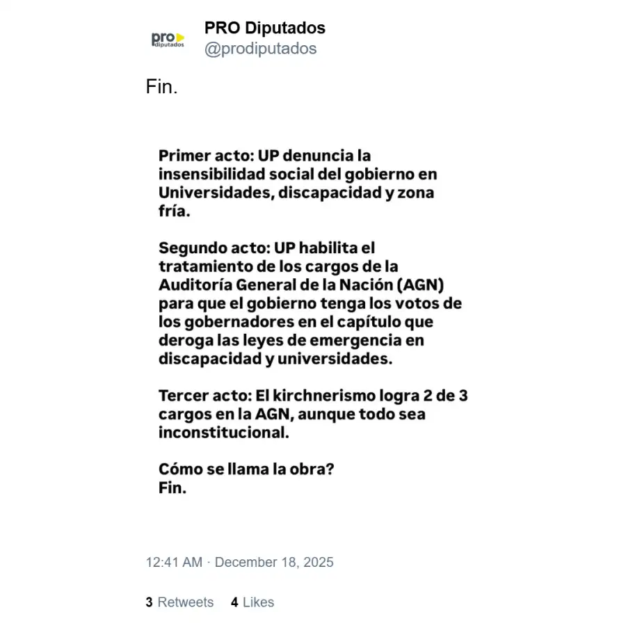 Denuncia del PRO contra LLA y UP