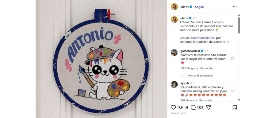 Nació el hijo de Gastón Sardelli y Lulens