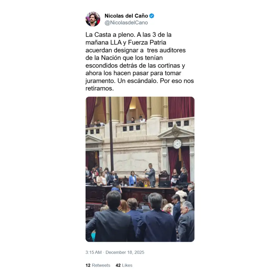 Nicolás del Caño denunció un pacto entre LLA y UP