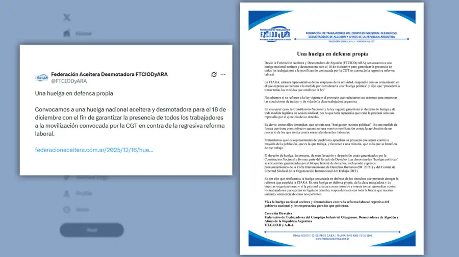 Paro de plantas aceiteras en Rosario 18122025